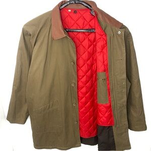 Vintage Marlboro Man Men’s Quilt Lined Chore Trench Coat Leather With Collar XXL